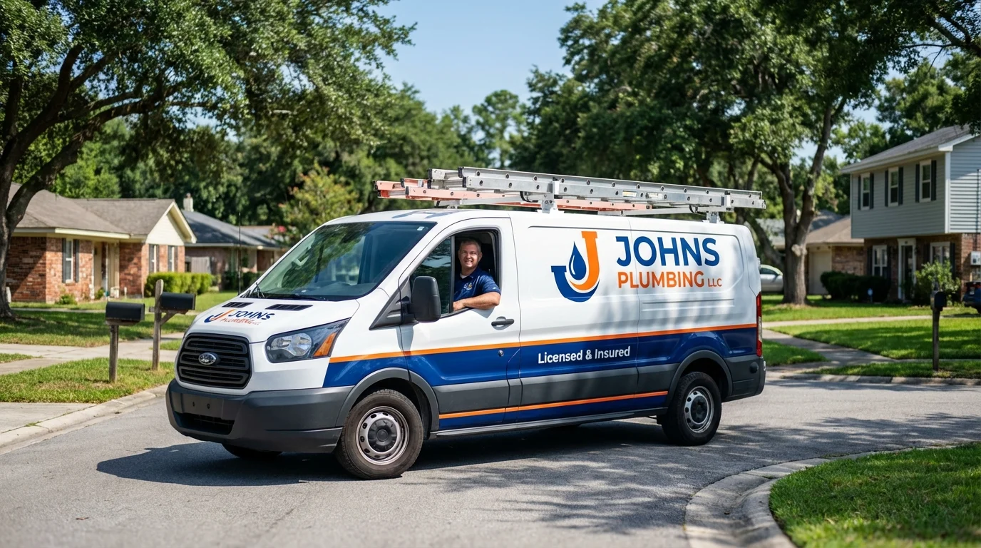 Johns Plumbing LLC service van in Whitehouse, TX