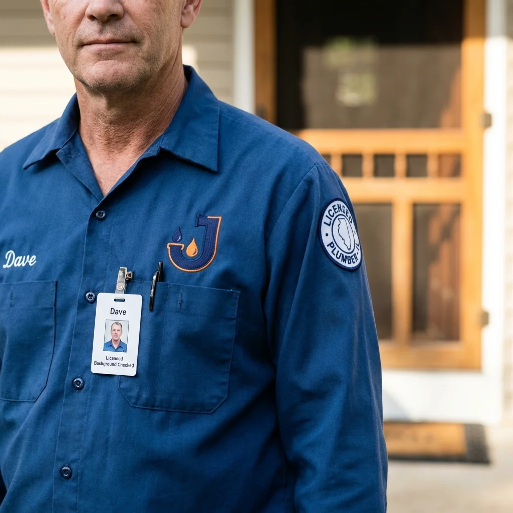 Licensed plumber showing ID badge in Whitehouse, TX