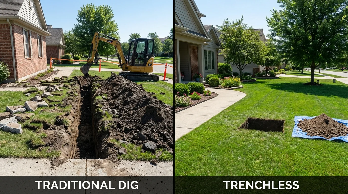 Trenchless sewer repair with minimal yard damage versus traditional excavation in Whitehouse, TX